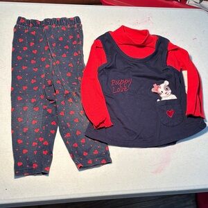 Adorable Puppy Love Kids  Set - Red and Navy